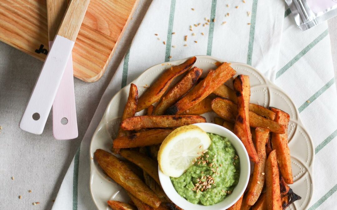 Batata-doce no forno com levedura nutricional e especiarias