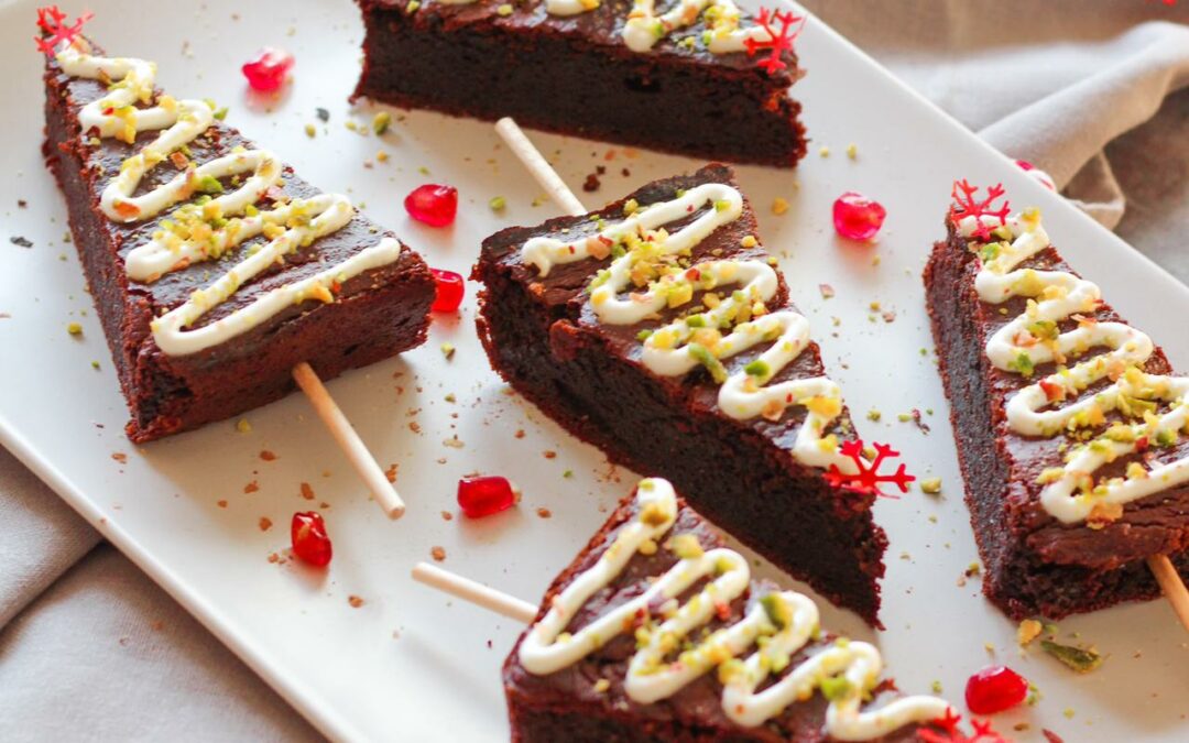 Pinheirinhos de Natal (Brownies de cacau e batata-doce)